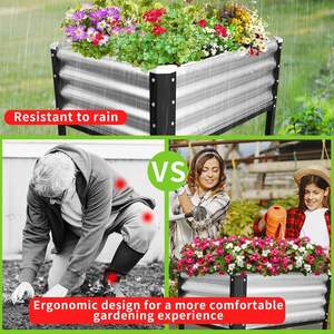 Jardinière surélevée en métal Megawodar, bac à plantes d'extérieur, capacité de 35 gallons, résistant à la rouille, argenté, petite taille, pour fleurs - Product Image 3