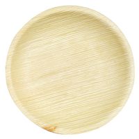 Assiettes de luxe biodégradables et compostables en feuilles de palmier d'arec avec plateau, jetables pour le camping et les fêtes, motif végétal écologique