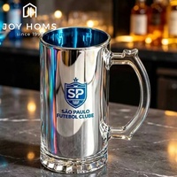 Chopes à bière personnalisées en verre classique avec poignée, grandes, épaisses et robustes, colorées, électroplaquées, pour boissons, verrerie à bière pour bar, cadeau