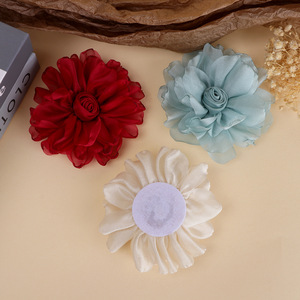 Corsage en tissu organza, fleur rose, 11 cm, accessoire pour cheveux et vêtements, fleurs faites à la main pour décorations DIY - Product Image 4