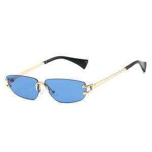 Rimless Cat Eye <b>Sunglasses</b> For Women UV400 Fashion Sun Protection Adult <b>Small</b> <b>Frame</b> Style - Product Image 2