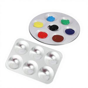 <span class=keywords><strong>Palette</strong></span> de mélange en métal FOSKA, forme rectangulaire arrondie, 6 compartiments, résistante à la rouille, pour <span class=keywords><strong>aquarelle</strong></span>, gouache, huile ou peintures acryliques - Product Image 1