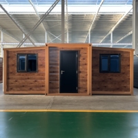 Maison conteneur certifiée de 40 pieds, extensible et pliable, avec panneau mural personnalisé en grain de bois