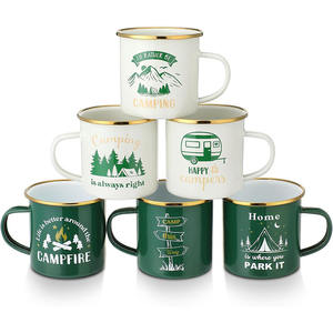 Mercado DE LA UE de EE. UU. Grueso 250ml 350ml 500ml A granel Campamento al aire libre <span class=keywords><strong>Verde</strong></span> Marrón Blanco Logotipo personalizado Esmalte Lata Café Té <span class=keywords><strong>Cerveza</strong></span> Beber Taza - Product Image 2