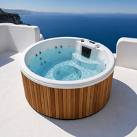 Spa familial de luxe pour 5-6 personnes, bain à remous extérieur, jacuzzi homologué CE avec haut-parleur Bluetooth et éclairage LED