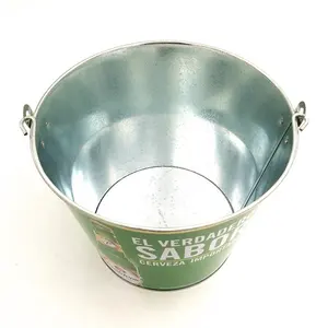 Tin Bucket Promotional Tin Galvanized Iron Metal Stainless Steel Beer Ice Bucket With Logo Embossment