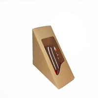 Boîte d'emballage pour gâteaux de boulangerie SP2682, boîte d'emballage alimentaire en papier, boîte à emporter en papier kraft, fenêtre transparente triangulaire