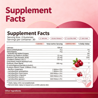 Gummies Probiotiques Vitaminées à Prix de Gros 5 Milliards d'UFC Saveur Canneberge Végétaliennes pour Adultes Soutien Santé Intestinale Féminine Approvisionnement en Vrac