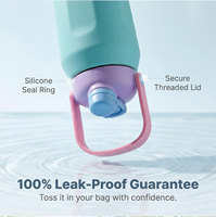 Bouteille d'eau portable en acier inoxydable de qualité supérieure 2-en-1 avec double couvercle, bec large et paille, sans BPA, anti-fuite, livrée en coffret cadeau