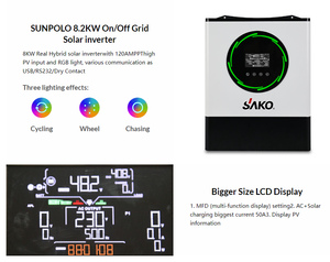 Per <span class=keywords><strong>Inverter</strong></span> di Potenza a Onda Sinusoidale Pura <span class=keywords><strong>SAKO</strong></span> China Sunpolo da 6kW 48V, <span class=keywords><strong>Inverter</strong></span> Solare Ibrido MPPT On-Off Grid a Uscita Singola - Product Image 6