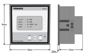 มิเตอร์วัดพลังงานไฟฟ้ากระแสตรงแบบช่องสัญญาณเดียว Yokins YI-211, 45-270V AC/DC, ขนาด 96x96 มม. วัดแรงดัน, กระแสไฟฟ้า, กำลังไฟ และพลังงาน พร้อม RS485 - Product Image 3
