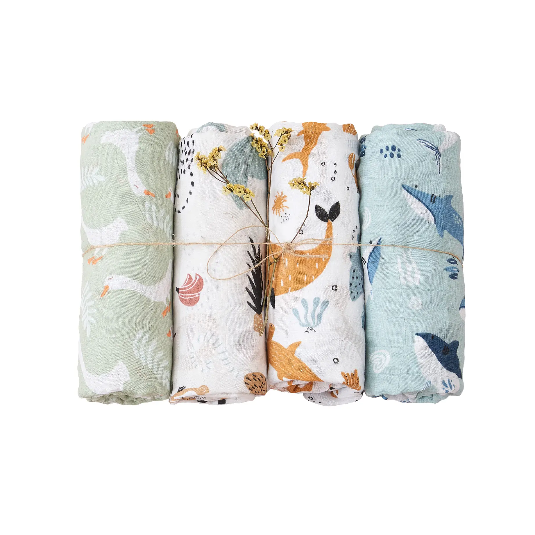 Happyflute confortevole mussola di cotone organico Swaddle Wraps 2 strati di mussola di cotone coperta Swaddle per bambini