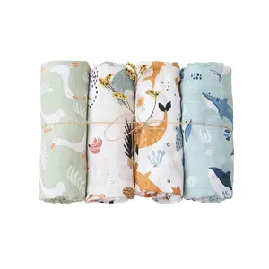 Happyflute Comfortable Cotton Muslin Organic Swaddle Wraps 2 Layer Cotton Muslin Baby Swaddle Blanket