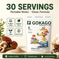 Mélange de café instantané aux champignons Ganoderma, 6 champignons adaptogènes (Crinière de lion, Reishi, Chaga), saveur originale, 30 portions, Arabica