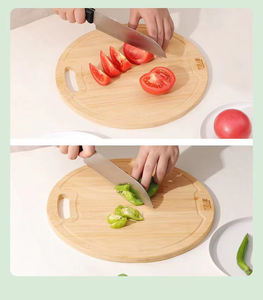 บอร์ดชาร์คิวรีกลมไม้ไผ่ทำด้วยมือพรีเมี่ยมสำหรับห้องครัวกล่องของขวัญฟรีบล็อกเนื้อพิเศษ - Product Image 3