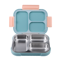 Boîte à lunch portable en acier inoxydable à 3 compartiments, anti-fuite, sans BPA, de qualité alimentaire, pour enfants