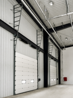 Porte de garage industrielle en acier sur mesure, résistante au vent, à enroulement rapide, pour usage commercial
