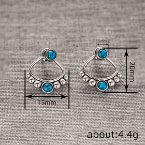 Orecchini a Perno Geometrici Triangolari in Turchese Simulato per Donne, Gioielli Vintage alla Moda - Product Image 4