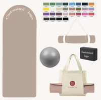 Set Mat Yoga Anti Selip 6mm dengan Logo Custom Grosir, 4 in 1, Termasuk Blok Busa EVA, Tali D-Ring, dan Tas Jinjing Kanvas untuk Pemula