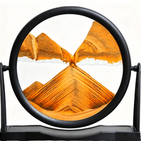 Tableau d'art créatif 3D à sable mouvant, en verre trempé rond, Paysage marin profond, Décoration de bureau, Artisanat de décompression, Cadeau