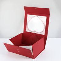 Boîte cadeau pliable magnétique à ouverture en forme de cœur avec papier spécial et nœud en ruban pour la Saint-Valentin
