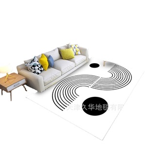 Jiuhua Black White Thick Imitation Cashmere Polyester Washable Customizable Modern Simple Abstract Painting Carpet for Living - Product Image 6
