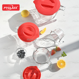 Ensemble de tasses à mesurer en <span class=keywords><strong>verre</strong></span> Pyglass avec couvercles, pichets à mesurer avec poignée, tasses à mesurer pour liquide de nidification pour la cuisine - Product Image 6