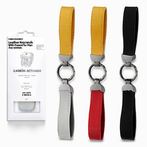 Porte-clés en cuir de qualité supérieure avec anneau métallique pour clés de voiture - Cadeau écologique pour hommes et femmes, couleurs personnalisées disponibles, DingHong B - Product Image 1