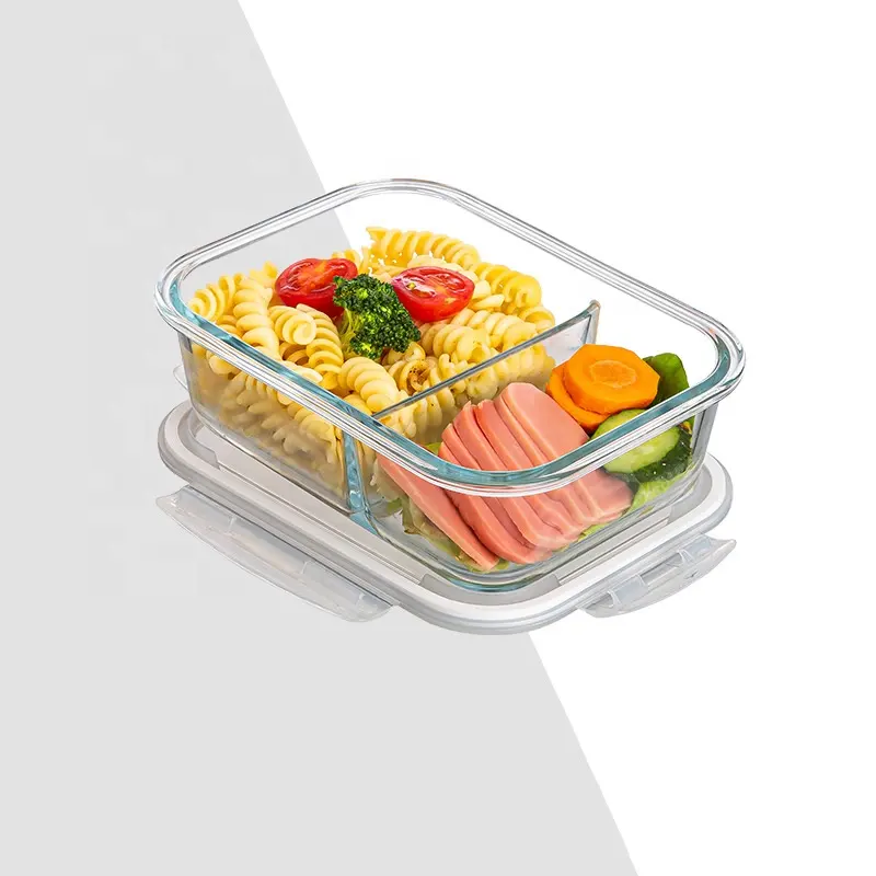 클래식 핫 세일 라운드 홈 장식 투명 유리 과일 샐러드 그릇 세트 식품 저장 및 용기 PP 뚜껑 유리 그릇 조리기구 세트