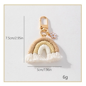 Làm bằng tay Móc Chìa Khóa Boho Tua macrame Keychain cầu vồng cô gái điện thoại quyến rũ túi Mặt Dây Chuyền Tua vòng chìa khóa dệt cầu vồng Keychain - Product Image 3