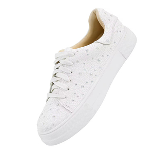 Moda cómoda <span class=keywords><strong>mujer</strong></span> brillo Rhinestone brillante Bling lentejuelas boda tenis perla <span class=keywords><strong>zapatillas</strong></span> vestido zapatos de novia - Product Image 5