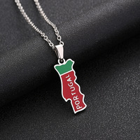 Colliers tendance en forme de Portugal, pendentif drapeau portugais coloré en émail, en acier inoxydable pour couples – Meilleures ventes