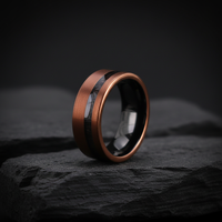 Trendiger Espresso-Wolfram-Ehering mit Ebenholz-Einlage Schwarzes Inneres Zertifizierter Unisex THX Schmuck für Männer