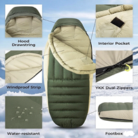 Sac de couchage en duvet de canard RDS pour toutes les saisons, adapté aux températures froides, avec du nylon 20D, pour le camping, la randonnée, OEM, vente en gros