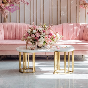 Table basse nordique moderne de luxe en dalle de roche avec base en métal pour le salon ou le restaurant, le bar et le café. - Product Image 1