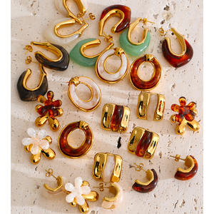 JINYOU 1961 Neue Beliebte Bernstein-Harz-Ohrringe Vergoldeter Edelstahl Hängeohrringe für Damen Schmuck Geschenk - Product Image 5