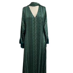 Abito Elegante da Donna 2026 Nuovo Modello Africano <span class=keywords><strong>Verde</strong></span> con Motivo a Onde, Sciarpa, Maniche con Nappe, Scollo a V, <span class=keywords><strong>Vestito</strong></span> Ampio e Morbido - Product Image 2