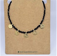 Nouveau design bohème d'été, collier chaîne fait main pour femme avec pendentif breloque en perles noires, romantique, ethnique, pour fiançailles et mariage