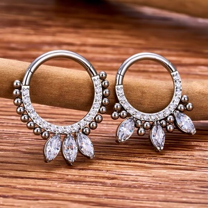ASTM F136 G23 titane <span class=keywords><strong>Piercing</strong></span> Septum nez anneau cerceau CZ opale 16G <span class=keywords><strong>Helix</strong></span> Daith Tragus Clicker Cartilage conque boucle d'oreille femmes <span class=keywords><strong>bijou</strong></span> - Product Image 6