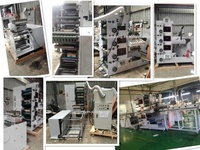 Presse d'impression flexographique semi-automatique 4 couleurs, structure en ligne, pour étiquettes adhésives, emballage, 100 m/min, haute vitesse