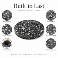 Sous-verre en terrazzo artisanal moderne avec motif de luxe, ensemble de dessous-de-verre ronds en pierre pour table basse, bar à domicile, décoration de bureau