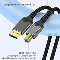 Câble USB-A vers B, cordon USB3 avec connecteur de type B 3.0, câble USB 3.0 long 5 Gbps pour boîtier de disque dur/hub intégré