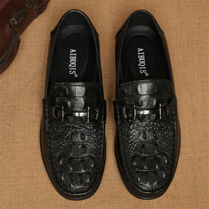 Mocassins pour hommes AIBUQIS, bout rond, à enfiler, en cuir véritable, confortables, chaussures décontractées pour le printemps - Product Image 1