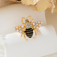 Bague pour femme en métal avec perles et ailes d'abeille, motif animal mignon et créatif