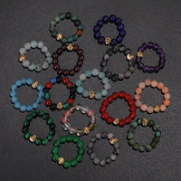 Vente en gros de bagues en pierre naturelle de 4 mm avec cordon élastique, perles en cuivre, bijoux en pierres précieuses ajustables unisexes