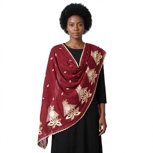 Pañuelo de chifón para mujer al por mayor, con bordado floral de pedrería, ligero, transpirable y suave, OEM ODM personalizado - Product Image 1