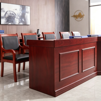 Juego de Mesa y Sillas de Conferencia de Madera Roja, Mesa de Sala de Juntas Ejecutiva para Muebles de Sala de Reuniones de Oficina