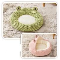Lit pour animaux de compagnie en velours de luxe, confortable et chaud, niche pour chat, nid pour chien, motif uni, lavable, durable, vente en gros d'usine, emballage en carton