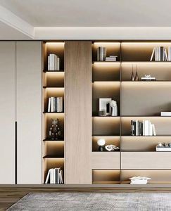 Estantería de madera personalizada moderna para el hogar, armario de almacenamiento montado en la pared, librería para biblioteca, sala de estar y dormitorio - Product Image 4