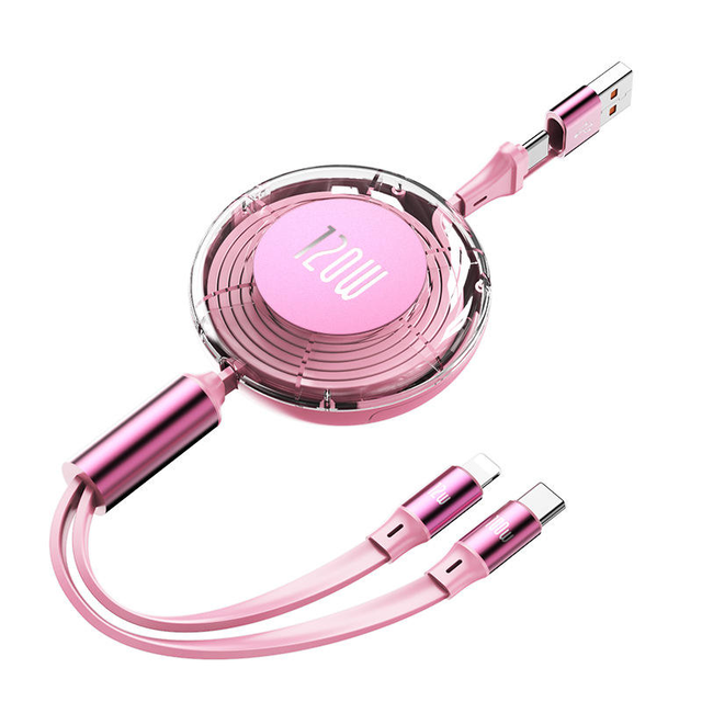 120W Retractable Type-C Fast Charging Cable 3 in 1 Multi Charger Portable Telescopic Data Line for Iphone